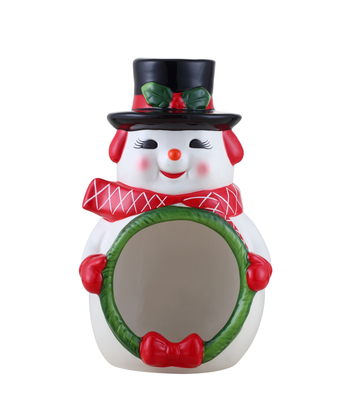 Mr. Christmas 12" Ceramic Musical Snowman Candy Bowl In White