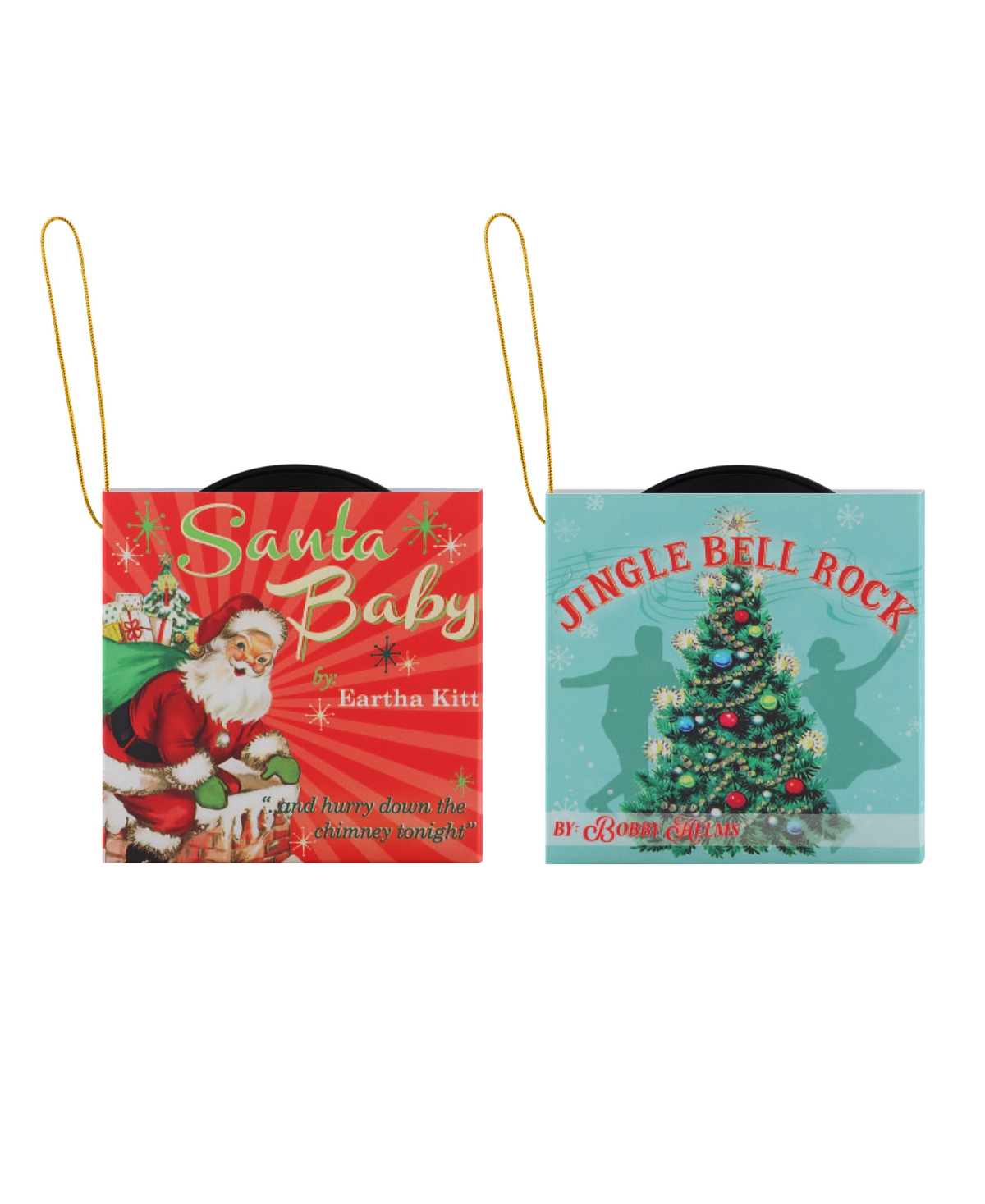 Mr. Christmas 3.4" Vintage-like Vinyl Record Ornaments, Set Of 2 In Multi