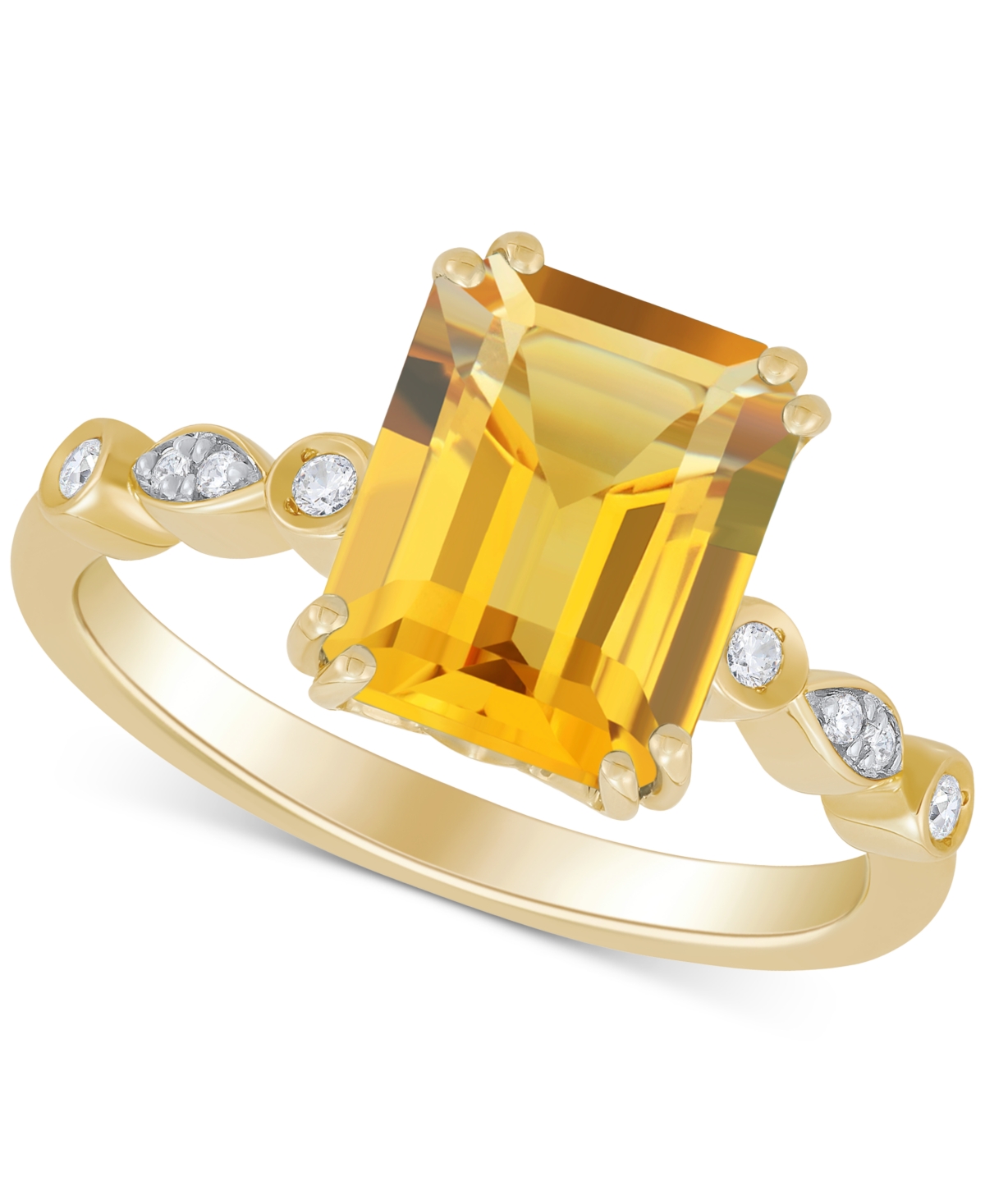 Macy's Amethyst (3-1/20 Ct. T.w.) & Diamond (1/20 Ct. T.w.) Ring In 14k Yellow Gold (also In Citrine, Blue