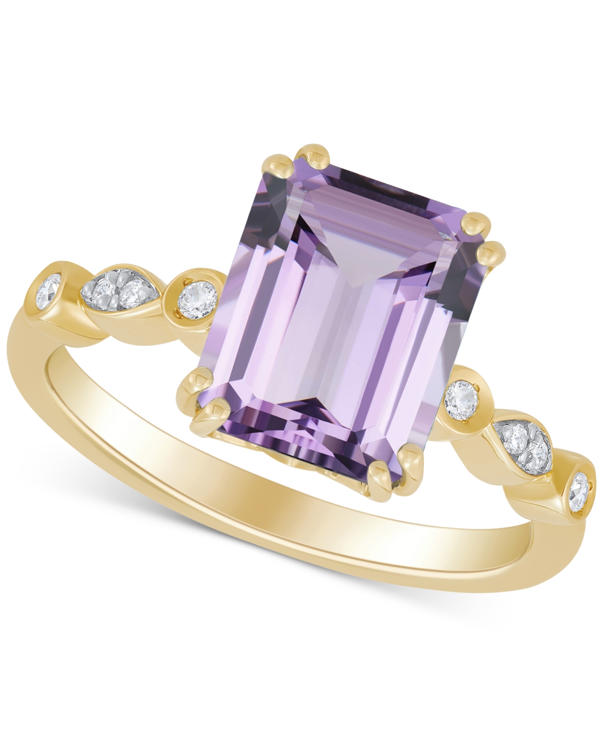 Macy's Amethyst (3-1/20 Ct. T.w.) & Diamond (1/20 Ct. T.w.) Ring In 14k Yellow Gold (also In Citrine, Blue