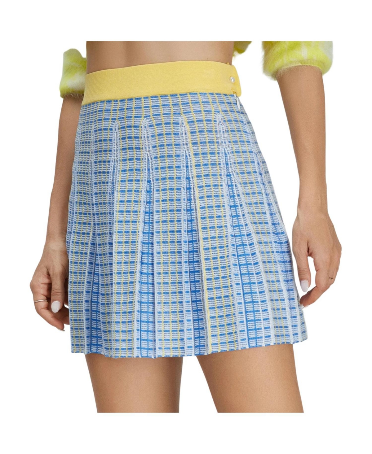 Belle mere Women's Stylish Tencel Mini-Skirt - Nude/dark blue