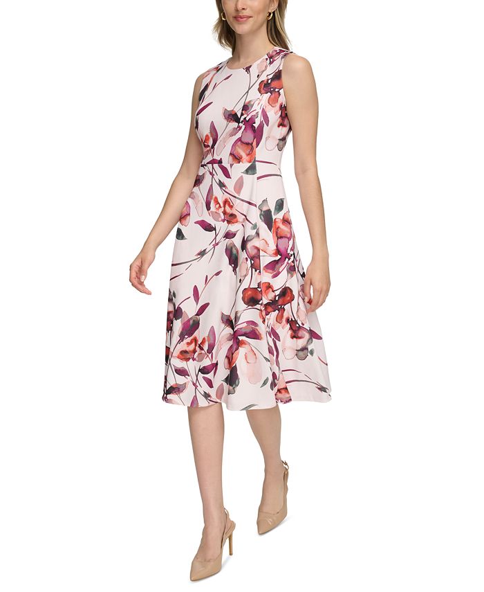 Calvin Klein Women's Printed A-Line Midi Dress - Macy's