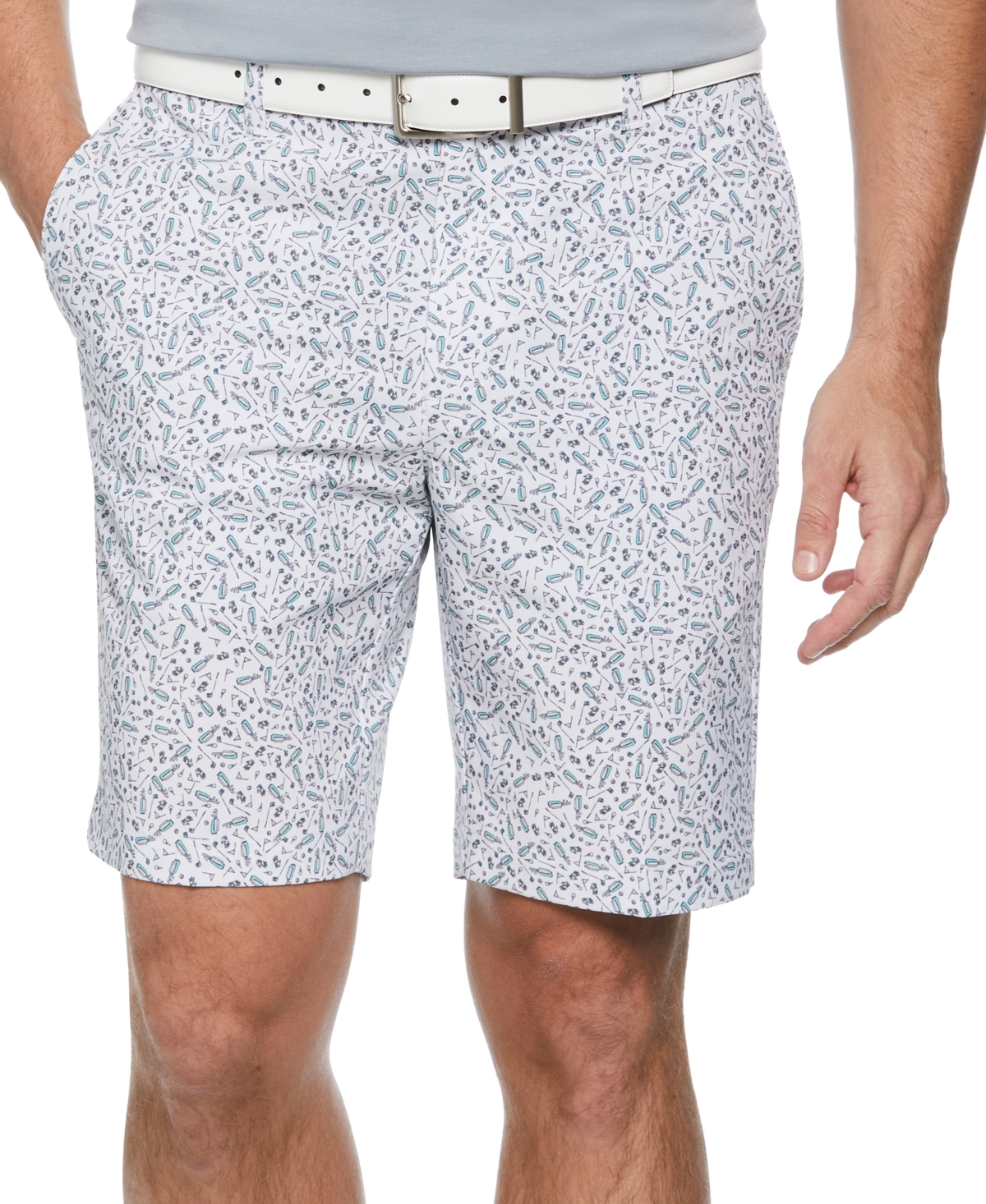 Pga Tour Men's Golf-bag Graphic Golf Shorts In Bright White