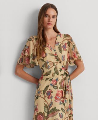 Lauren Ralph Lauren Women's Floral Belted Crinkle Georgette Dress