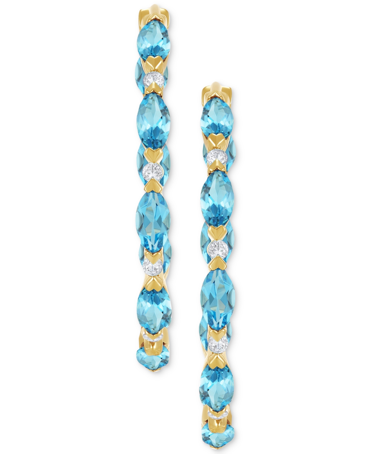 Amethyst (2-1/3 ct. t.w.) & White Topaz (1/4 ct. t.w.) In & Out Small Hoop Earrings in 14k Gold, (Also in Swiss - Blue Topaz