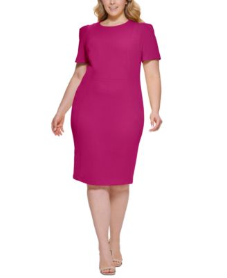 Calvin Klein - Plus Size Jewel-Neck Short-Sleeve Sheath Dress