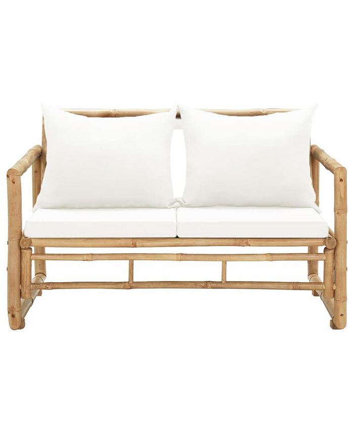 vidaXL 2 Seater Patio Sofa with Cushions Bamboo Macy's