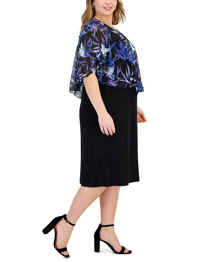 Connected Plus Size Printed Overlay Sheath Dress - Macy's