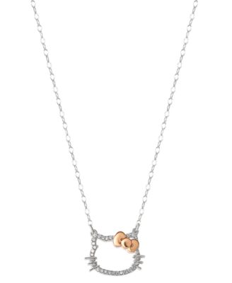 Hello Kitty Diamond Silhouette Pendant Necklace (1/20 ct. t.w.) in 10k White & Rose Gold, 16" + 2" extender