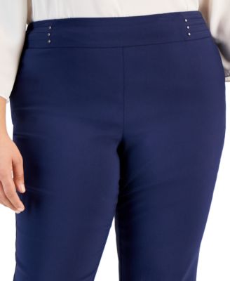 Plus & Petite Plus Size Tummy Control Pull-On Slim-Leg Pants, Exclusively at Macy's