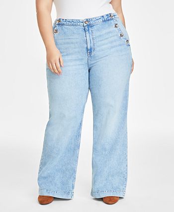 On 34th Plus Size High-Rise Wide-Leg Jeans, Created for Macy's