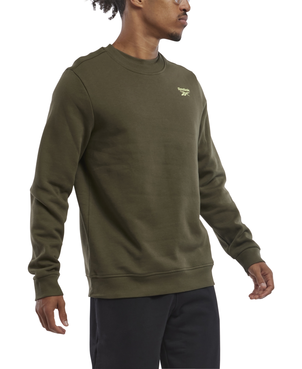Reebok Men's Identity Vector Regular-fit Logo-print Fleece Sweatshirt In Army Green
