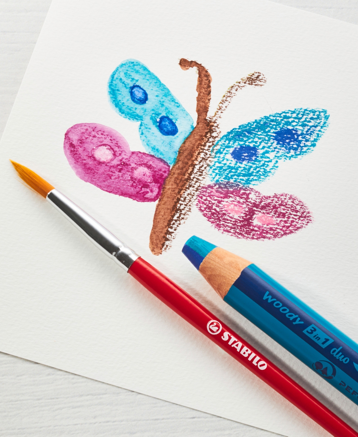 Stabilo Woody 3 In 1 Duo Pencil Set, 6 Piece With Sharpener In Multi-colored