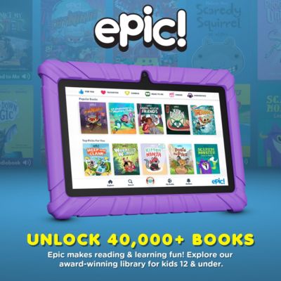 V8 Kids Tablet 32GB, 7” Screen WiFi Learning Device with Parental Controls, Shockproof Case, Epic! & LingoKids Apps