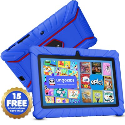 V8 Kids Tablet 32GB, 7” Screen WiFi Learning Device with Parental Controls, Shockproof Case, Epic! & LingoKids Apps