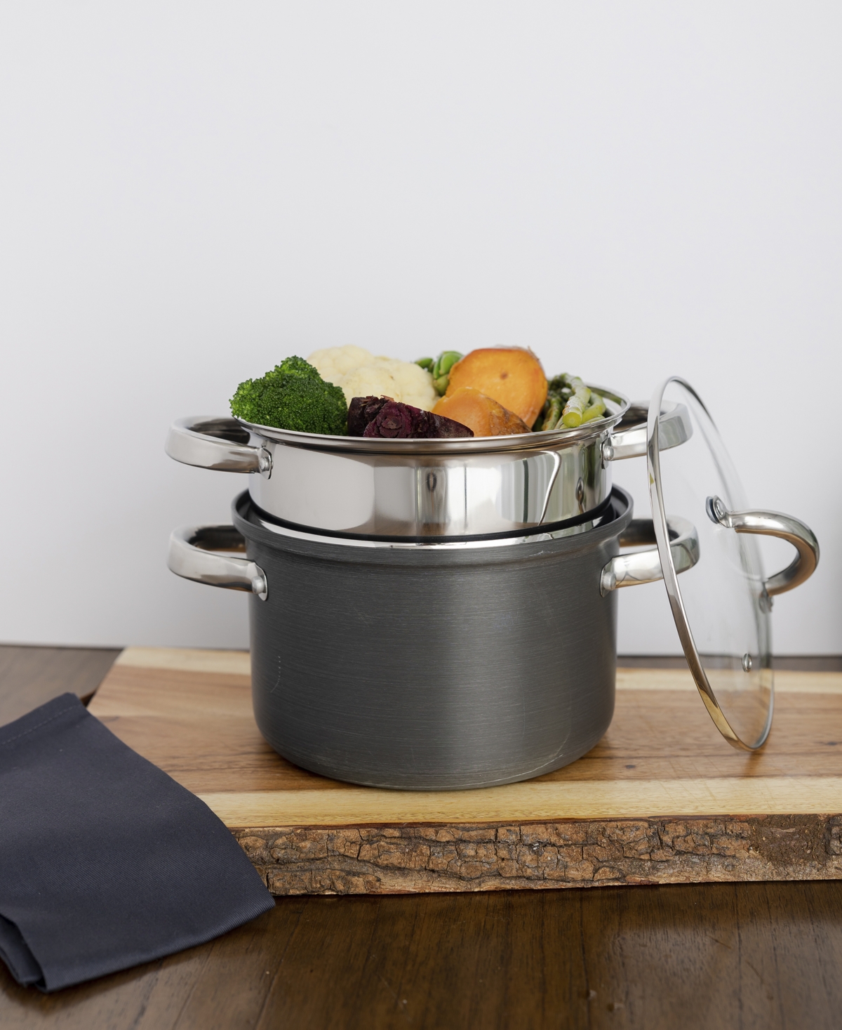 Sedona Kitchen Hard Anodized Aluminum 4-Qt. Multi Cooker with Glass Lid & Steam Tray