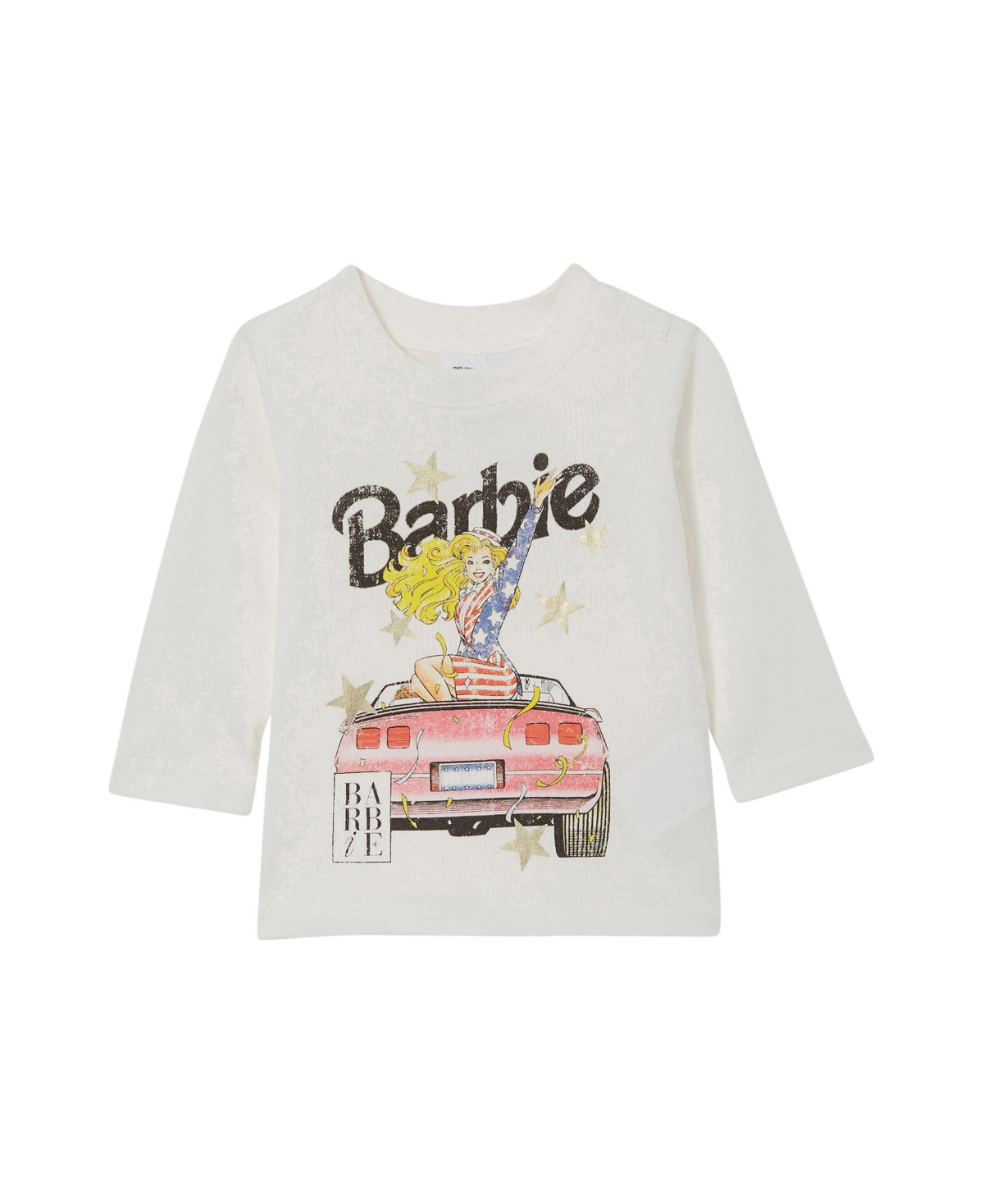 Cotton On Kids' Baby Barbie Long Sleeve T-shirt In Vanilla,barbie Convertible