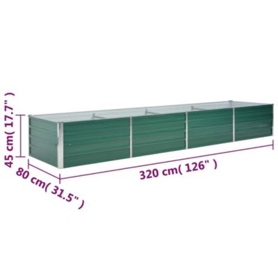 Raised Bed Green Galvanized Steel 126.0 x 31.5 x 17.7 in