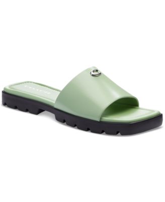 COACH - Women's Florence "C" Lug-Sole Slip-On Slide Flat Sandals