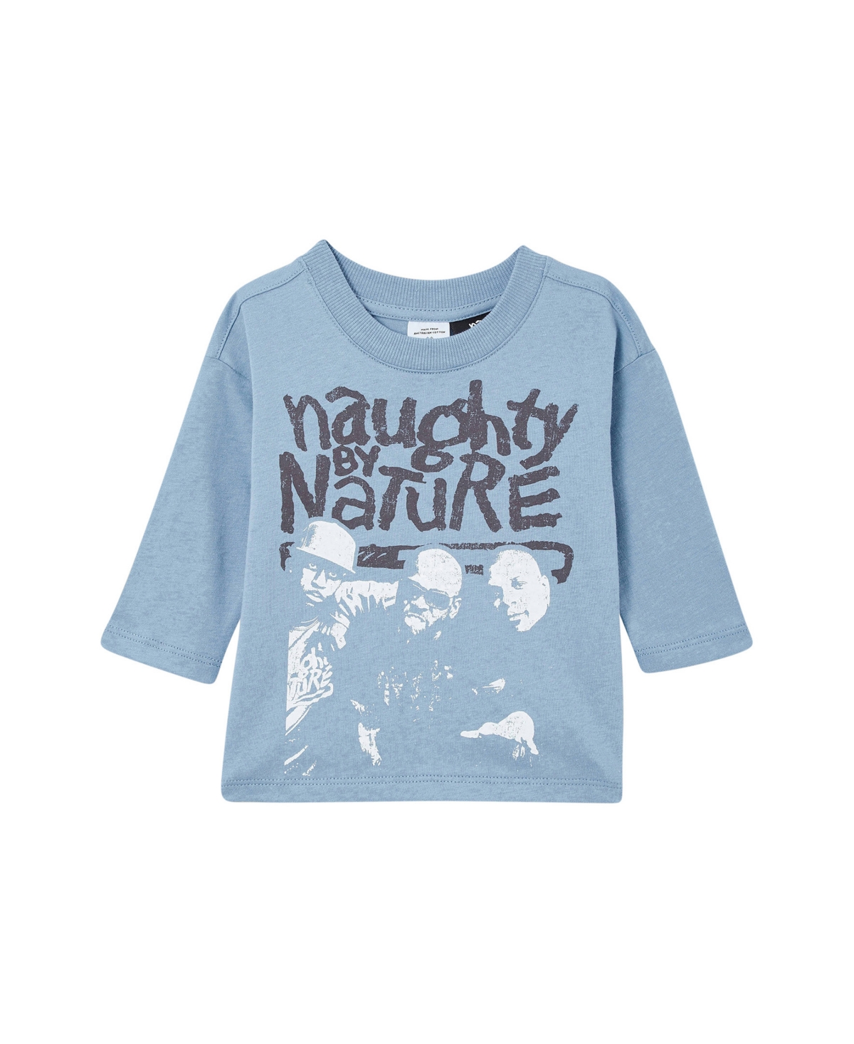 Cotton On Baby Boy Or Girl Naughty By Nature Long Sleeve T-shirt In Dusty Blue
