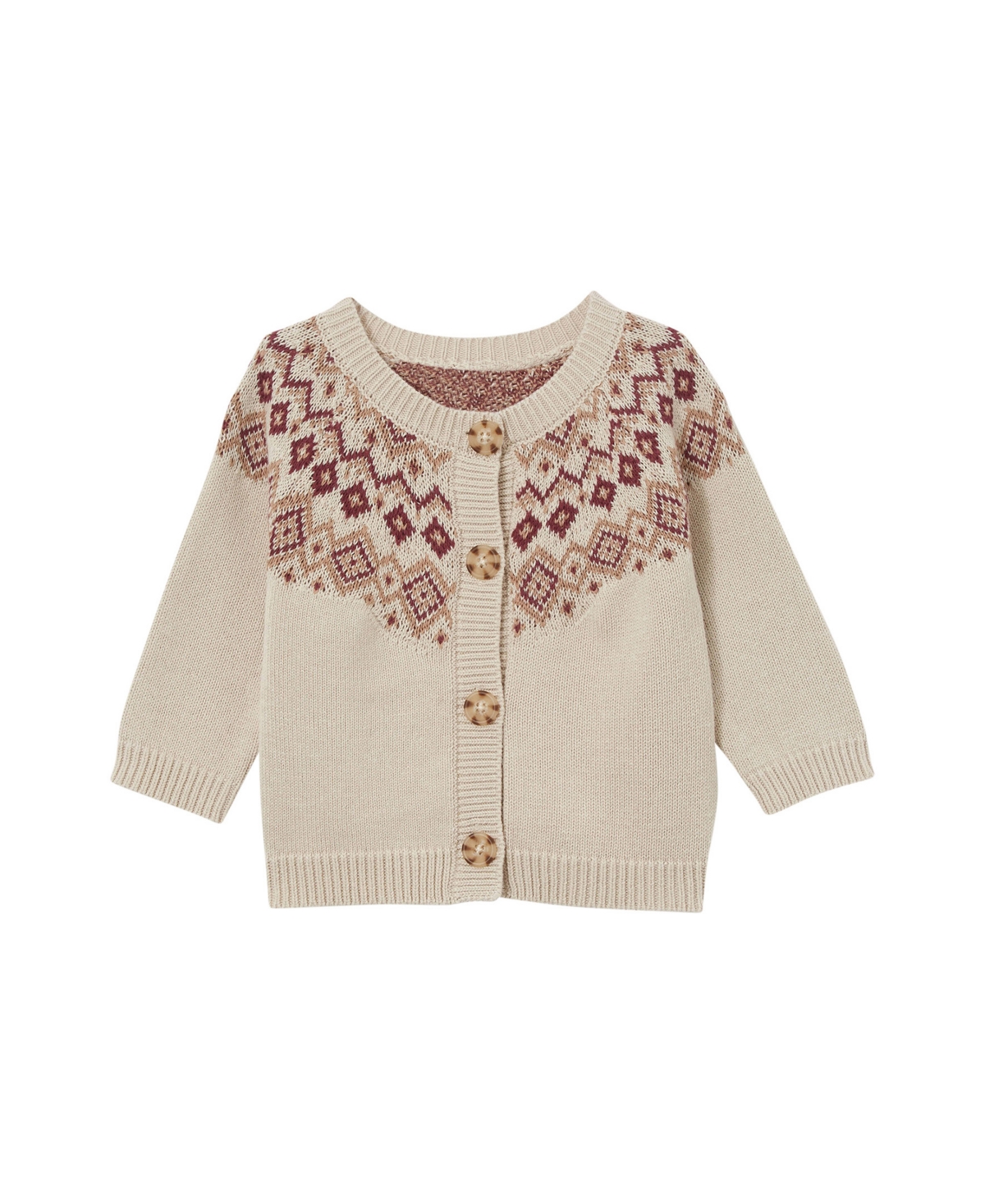 Cotton On Baby Boys And Baby Girls Finley Raglan Jacquard Knit Cardigan Sweater In Rainy Day