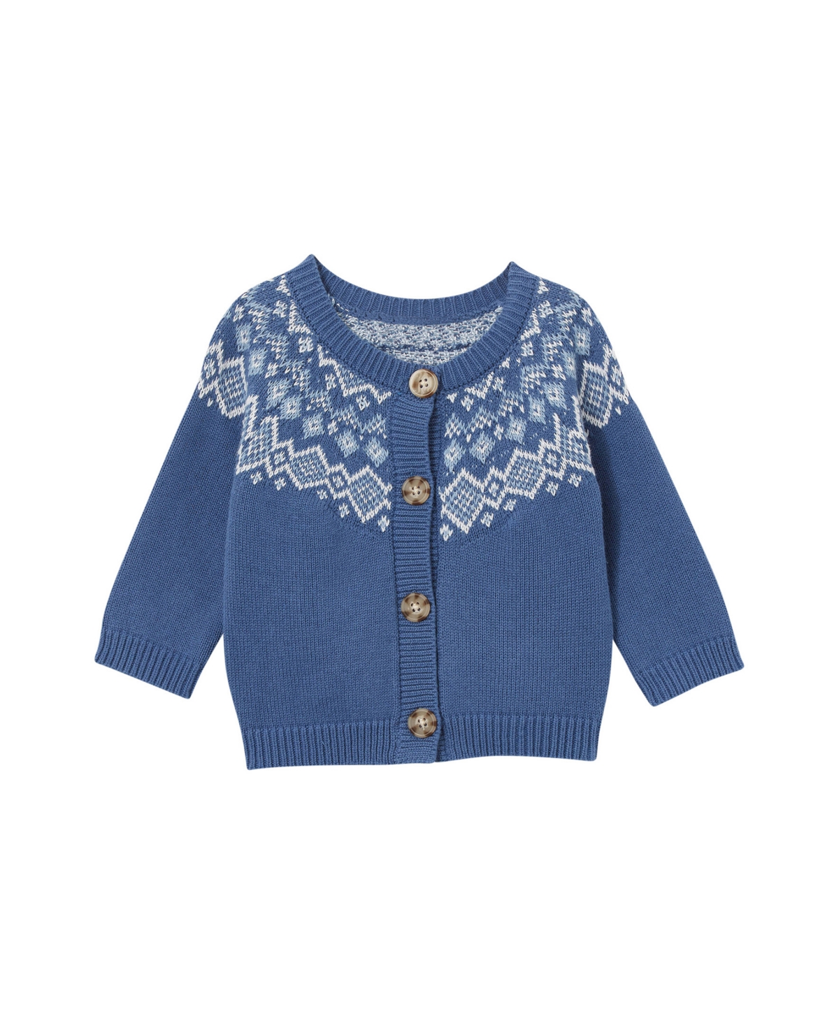 Cotton On Baby Boys And Baby Girls Finley Raglan Jacquard Knit Cardigan Sweater In Petty Blue