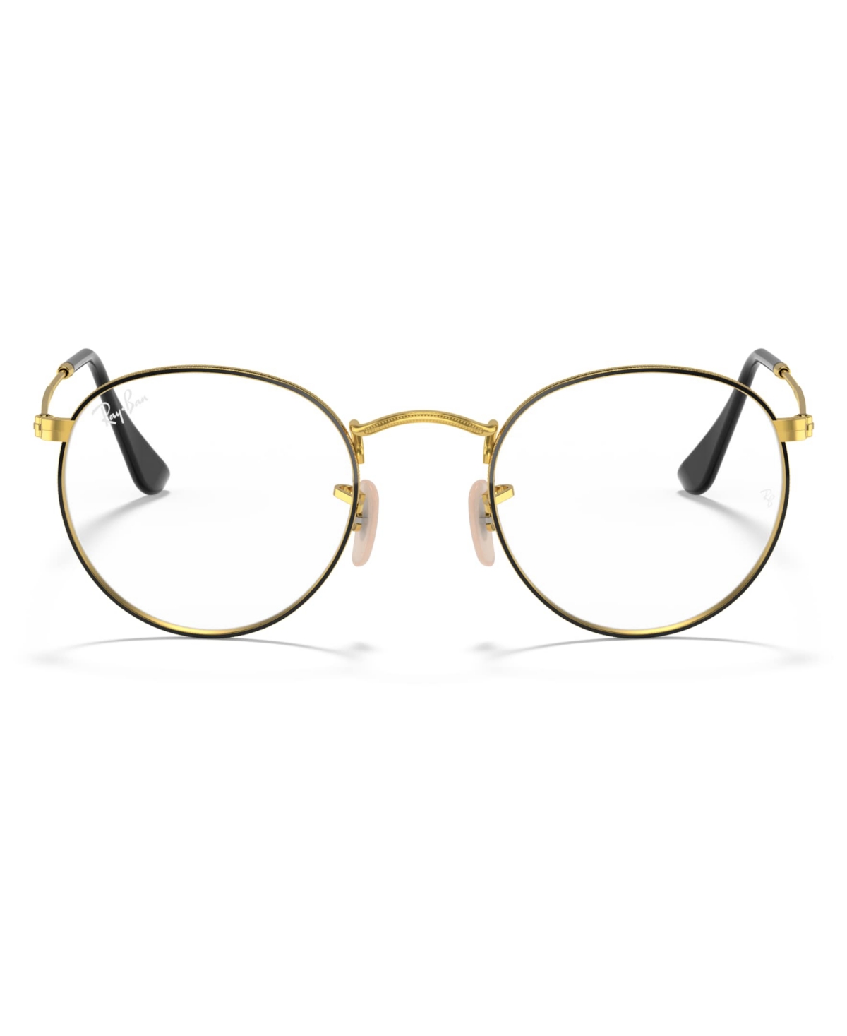 Ray Ban Unisex Round Metal Optics Eyeglasses, Rb3447v In Black On Gold