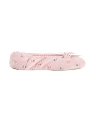Isotoner Embroidered Terry Ballerina Slipper, Online Only 