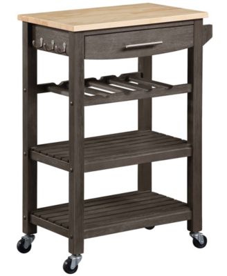Ellaine 24.75" Wood Butcher Block Kitchen Cart