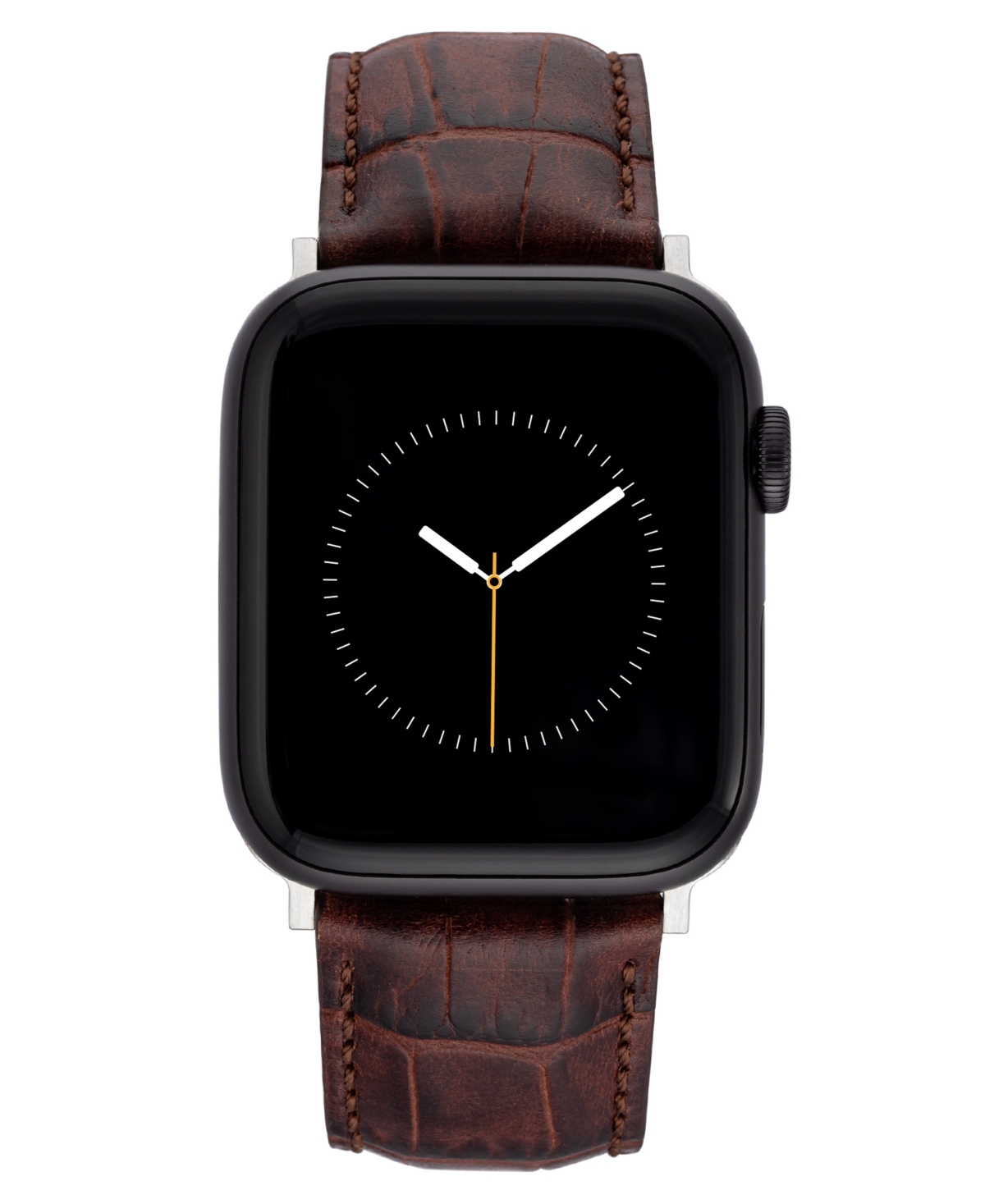Men's Brown Croc Grain Premium Leather Band Compatible with 42mm, 44mm, 45mm, Ultra, Ultra2 Apple Watch - Brown