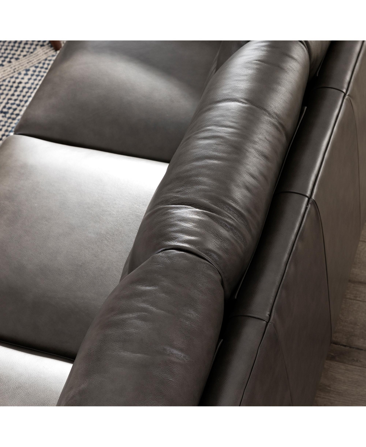 Nice Link Ava 84" Mid-century Modern Leather Sofa In Charcoal Gray