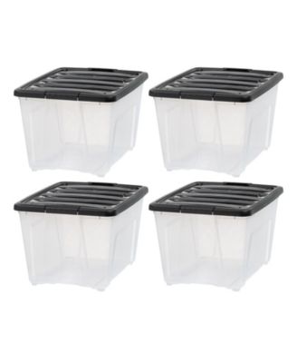  IRIS USA 53 Quart Stackable Plastic Storage Bins with Lids and  Latching Buckles, 4 Pack - Clear/Black, Containers with Lids and Latches,  Durable Nestable Closet, Garage, Totes, Tubs Boxes Organizing 