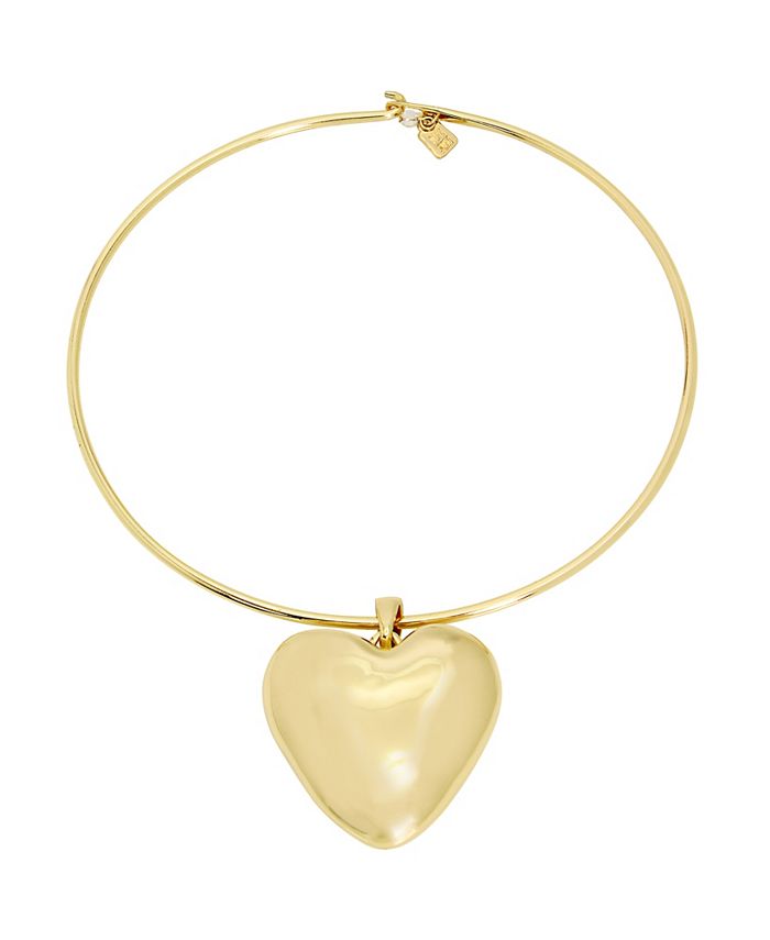 Robert Lee Morris Soho Gold Tone Puffy Heart Pendant Necklace Wire