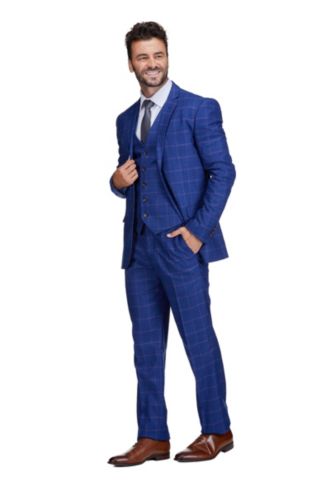Gino Vitale Men's 3-Piece Windowpane Plaid Slim Fit Suit - Macy's