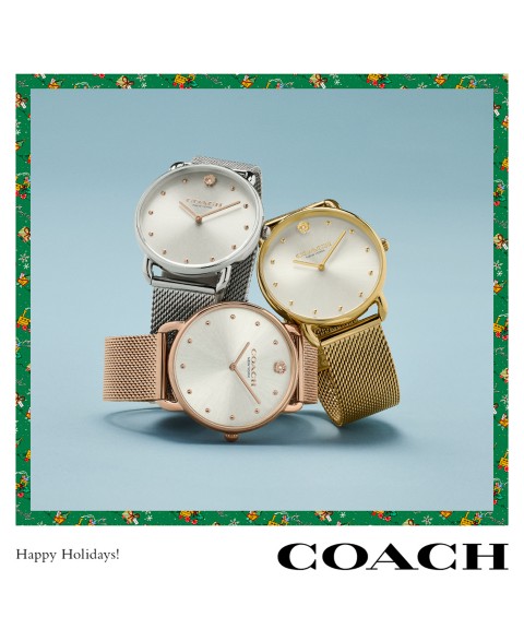 Женские часы COACH Elliot золотистые на стальном браслете-сетке 36мм