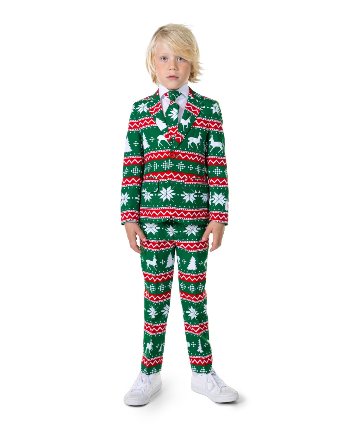 Opposuits Kids' Little Boys Festive Christmas Party Outfit Including Blazer, Pants And Tie Suit Set In Green