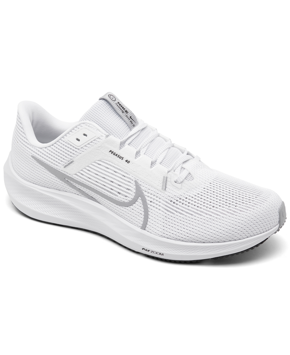 Shop Nike Men's Air Zoom Pegasus 40 Running Sneakers From Finish Line In White,wolf Gray