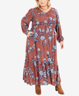 Avenue Plus Size Keira V-neck Maxi Dress - Macy's