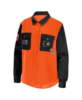 Women's Orange, Black Philadelphia Flyers Colorblock Button-Up Shirt Jacket