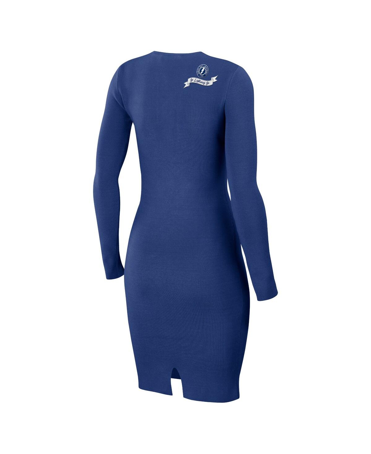 Shop Wear By Erin Andrews Women's  Blue Tampa Bay Lightning Lace-up Dress