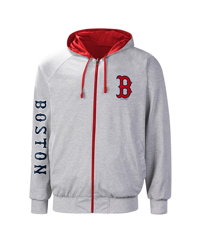 G Iii Sports By Carl Banks Mens Redgray Boston Red Sox Southpaw Reversible Raglan Hoodie Full 