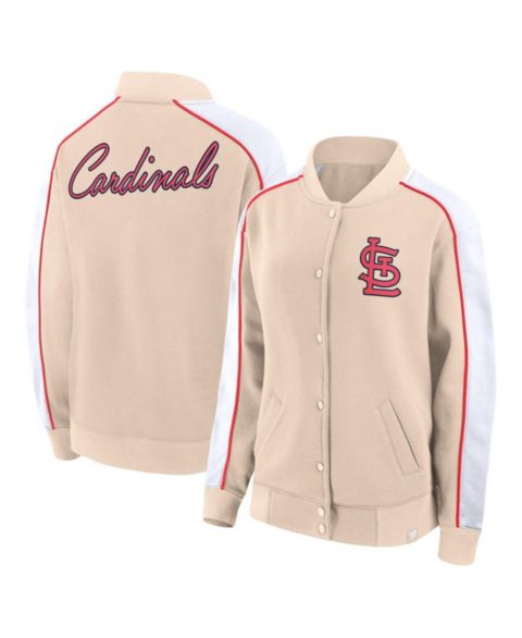 Женские куртки Fanatics Women's Tan St. Louis Cardinals Luxe Lounge Full-Snap Jacket