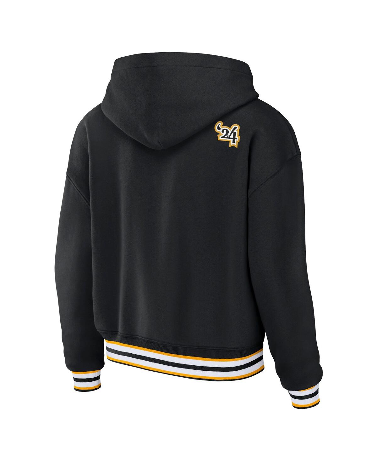 Shop Wear By Erin Andrews Women's  Black Boston Bruins Lace-up Pullover Hoodie