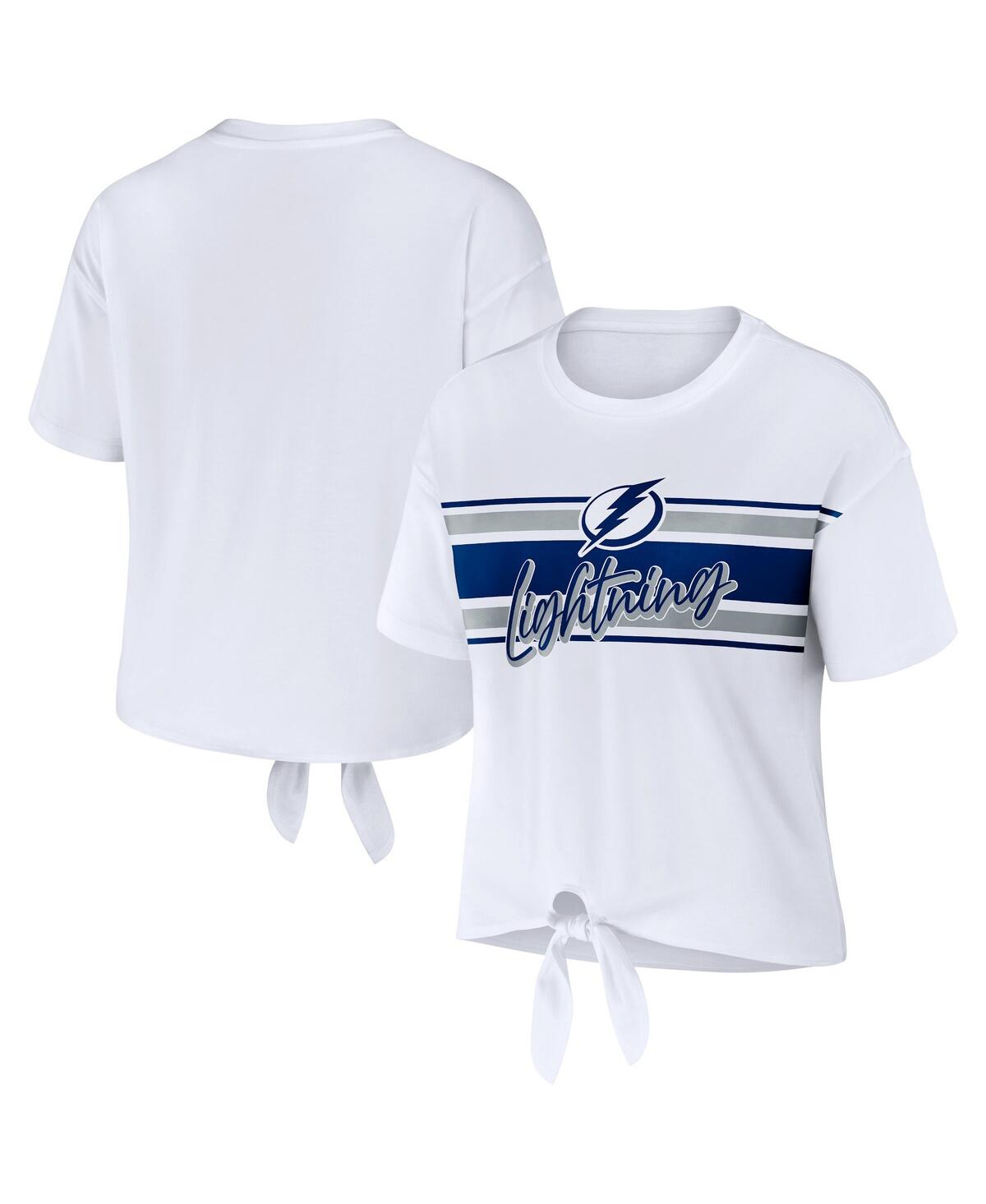 WEAR BY ERIN ANDREWS WOMEN'S WEAR BY ERIN ANDREWS WHITE TAMPA BAY LIGHTNING FRONT KNOT T-SHIRT