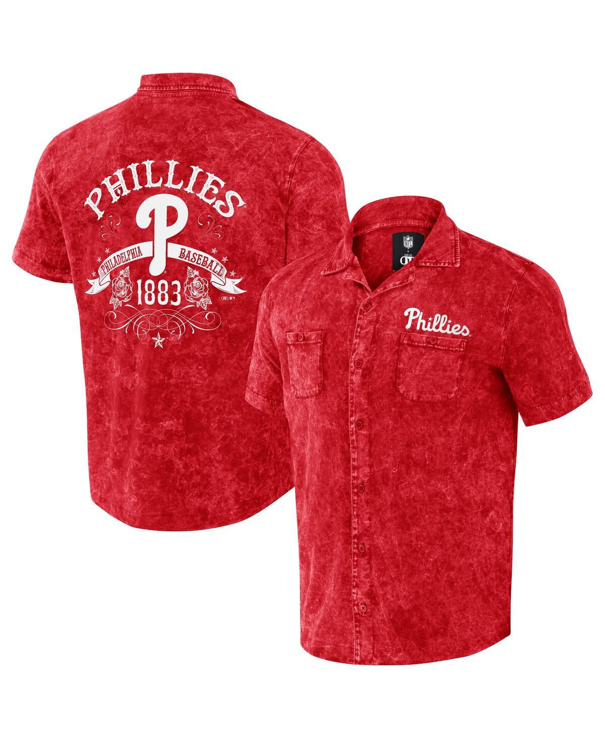 Fanatics Men's Darius Rucker Collection By  Red Distressed Philadelphia Phillies Denim Team Color But