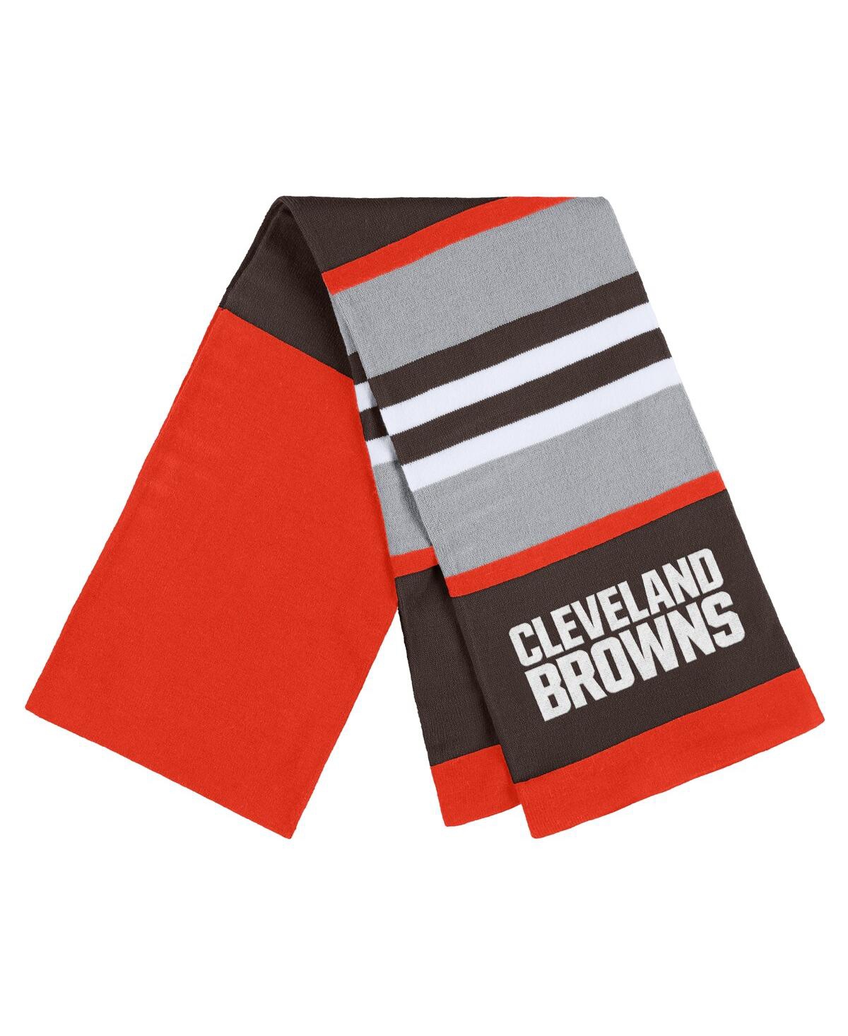 Shop Wear By Erin Andrews Women's  Cleveland Browns Stripe Glove And Scarf Set In Orange