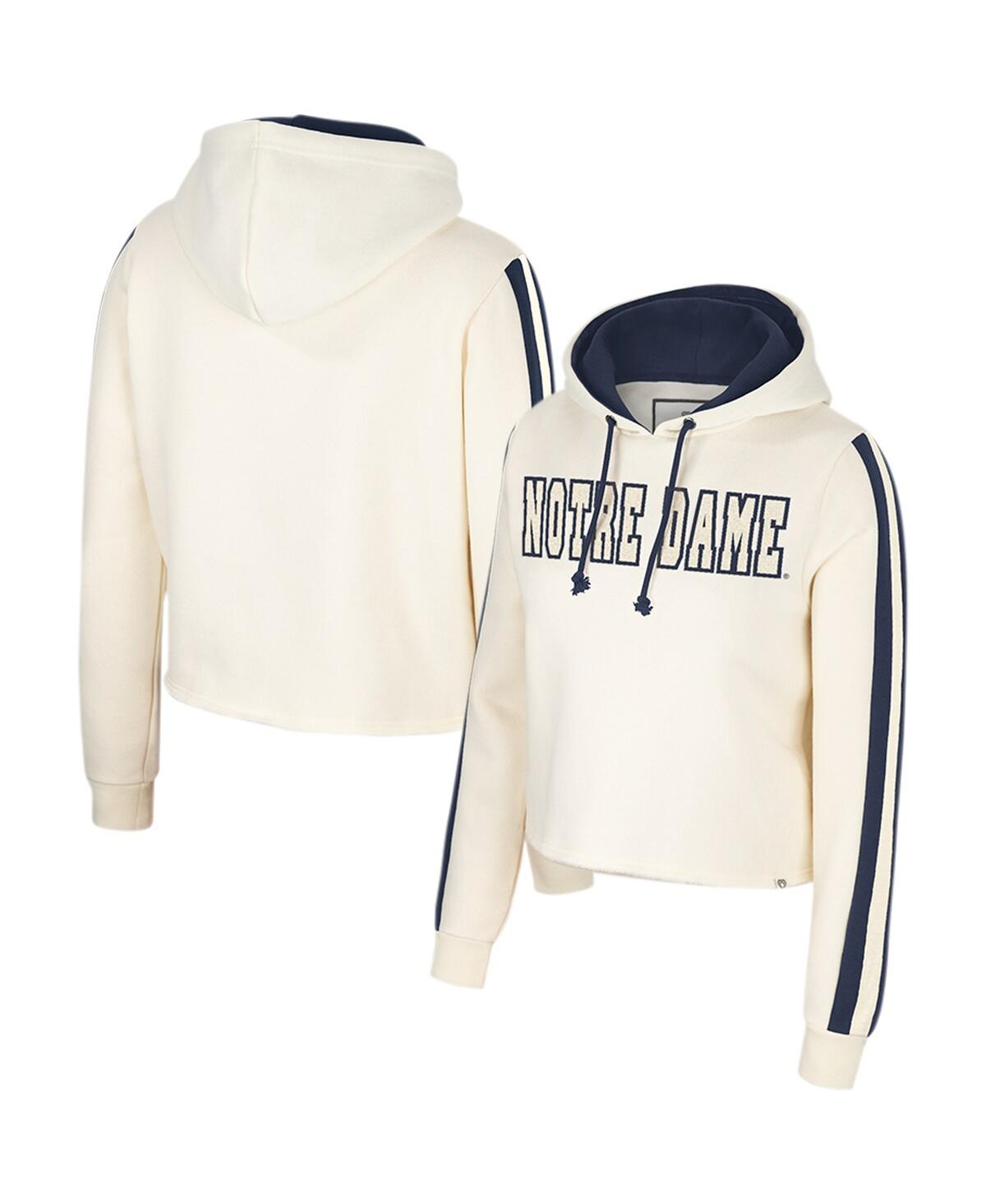 Shop Colosseum Women's  Cream Notre Dame Fighting Irish Perfect Date Cropped Pullover Hoodie