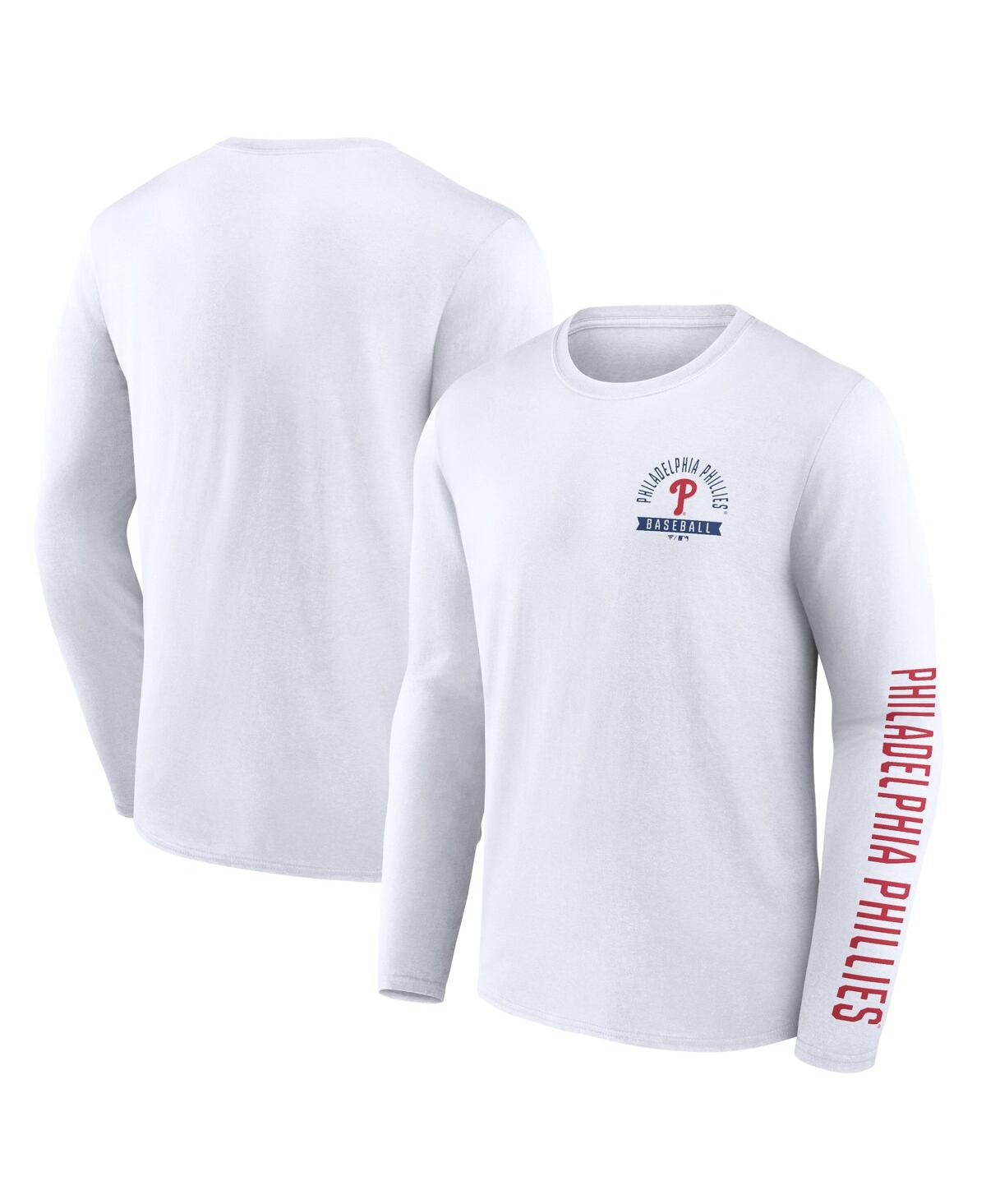 Men's Fanatics White Philadelphia Phillies Press Box Long Sleeve T-shirt - White