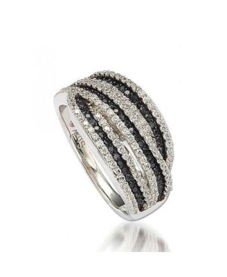 Suzy Levian Sterling Silver Cubic Zirconia Stripe Ring