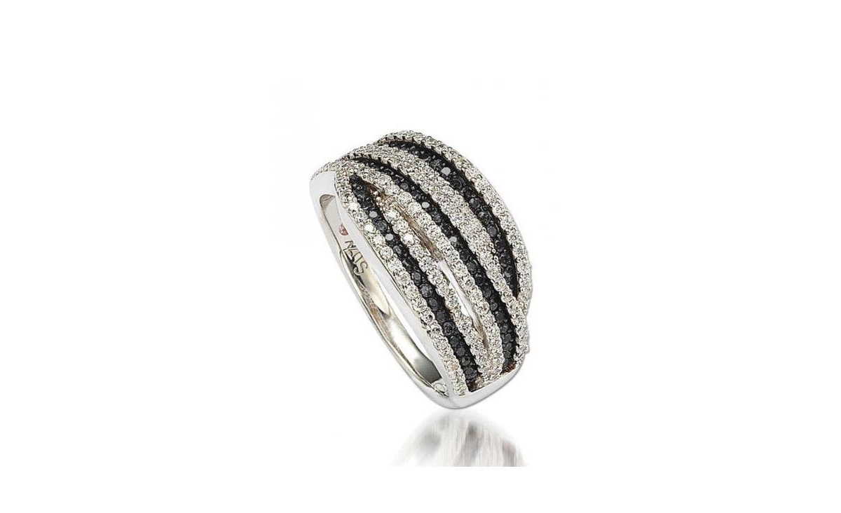 Suzy Levian New York Suzy Levian Sterling Silver Cubic Zirconia Stripe Ring